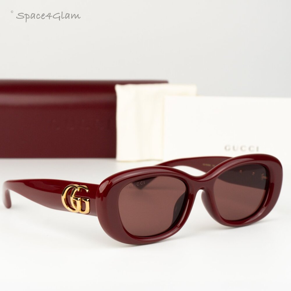 Gucci Women Sunglasses Burgundy Red Oval GG1829SK 003 NEW AUTHENTIC